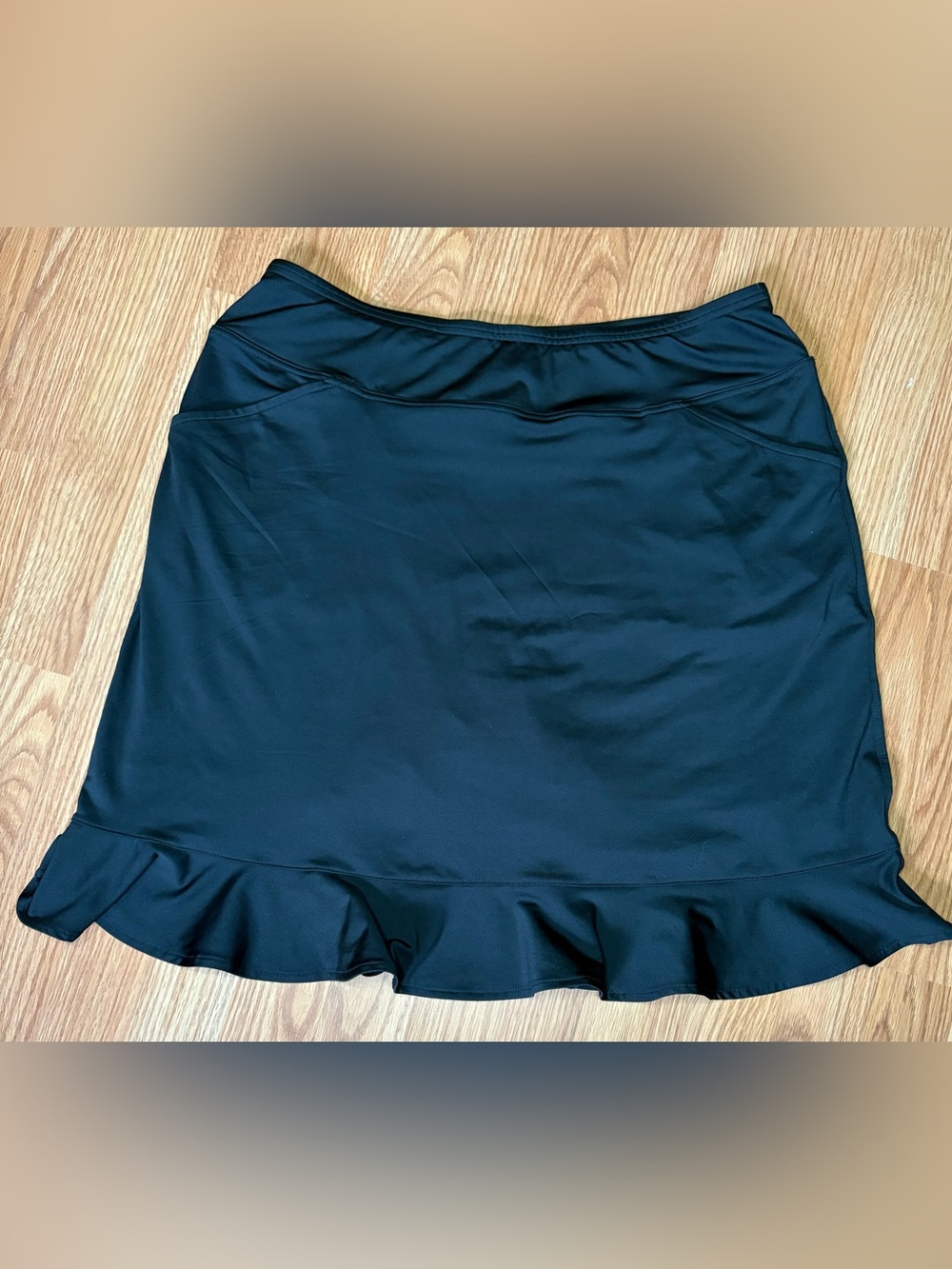 Black Athletic Skirt with shorts & Ruffle Hem - Picture 1 of 10